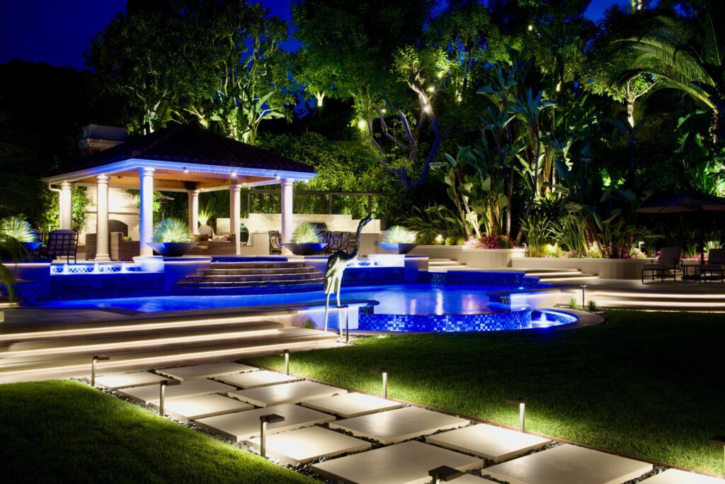 Outdoor lighting for landscaping and pool